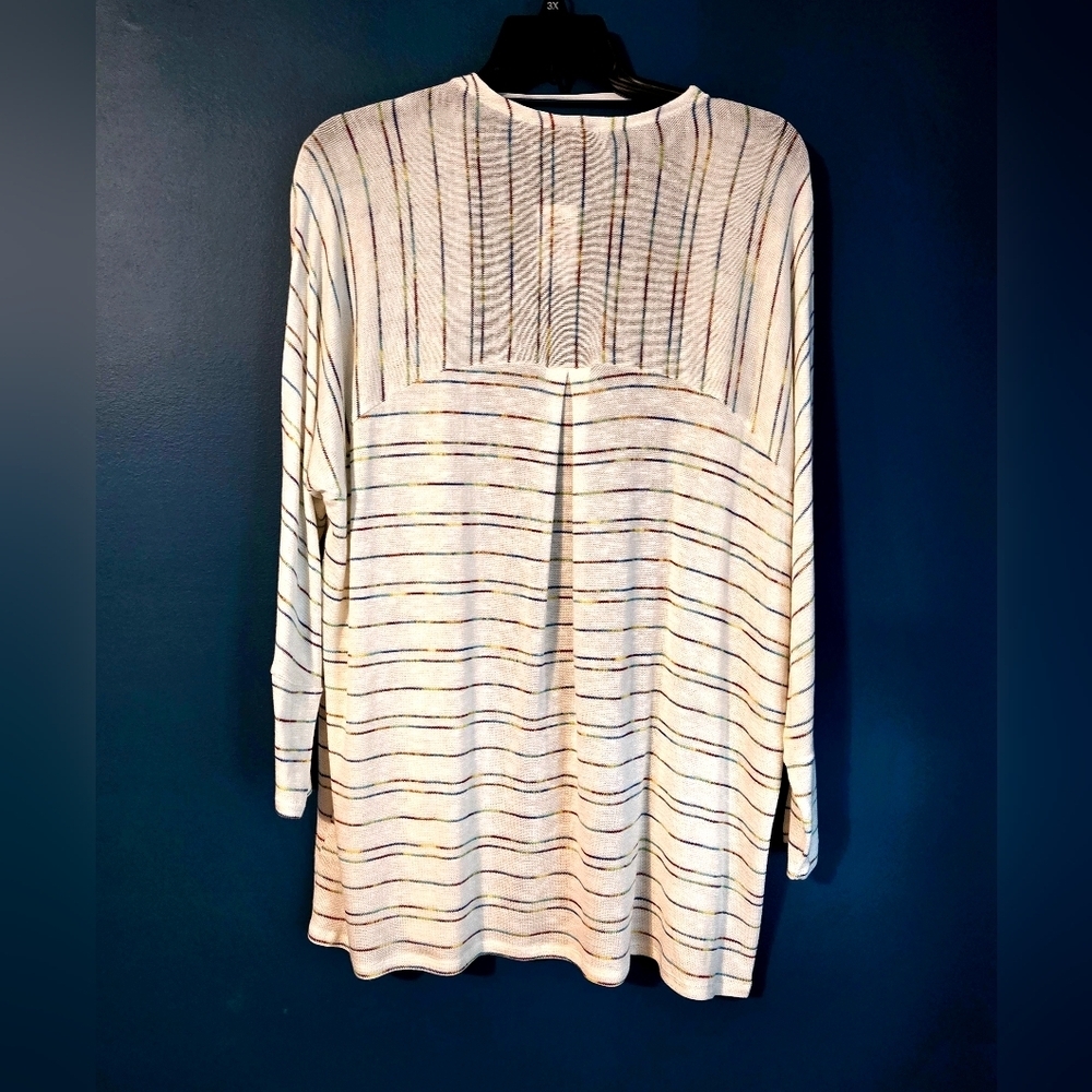 NWT Torrid Size 1x Cardigan, white with multicolored stripes - Picture 3 of 6
